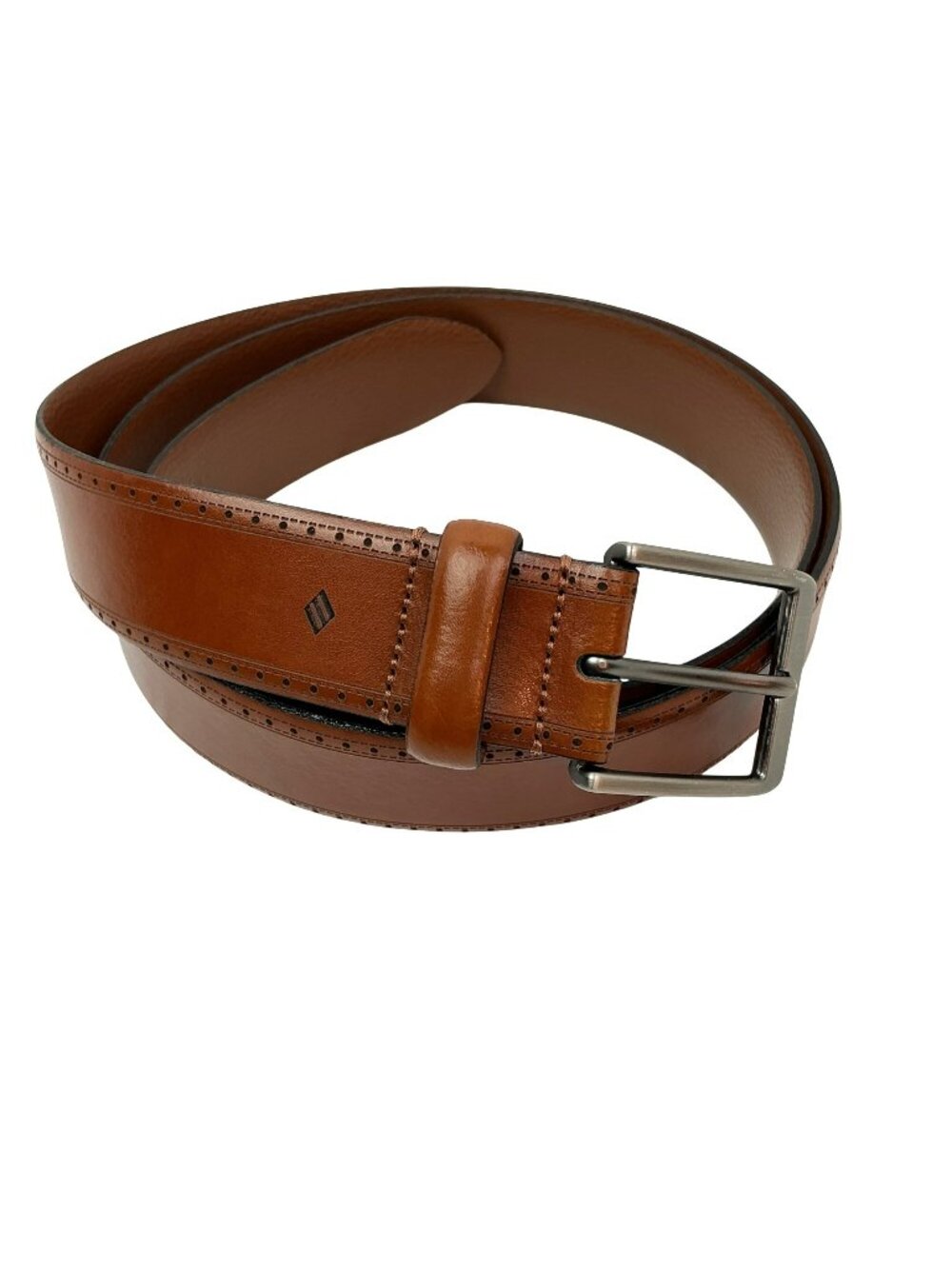 Joseph Aboud Handcrafted Italian Leather Belt With Perforated Detailing & Metal